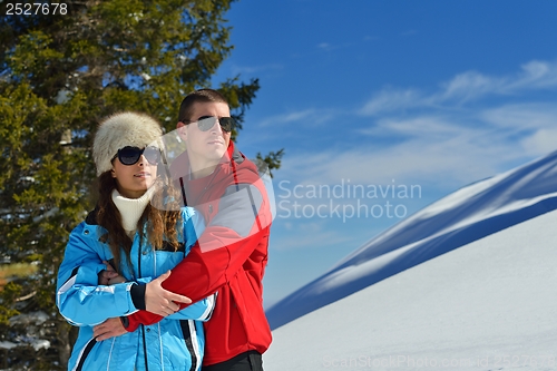 Image of young couple on winter vacation