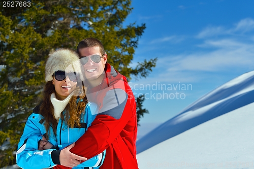 Image of young couple on winter vacation