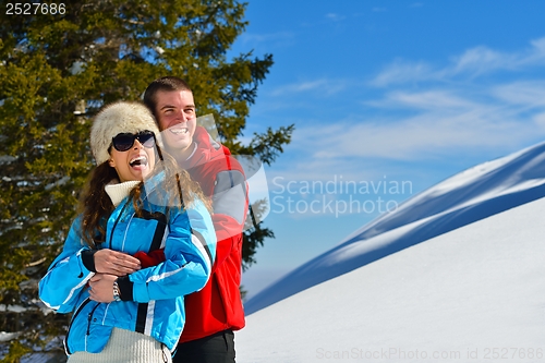 Image of young couple on winter vacation