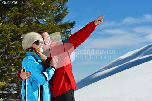 Image of young couple on winter vacation