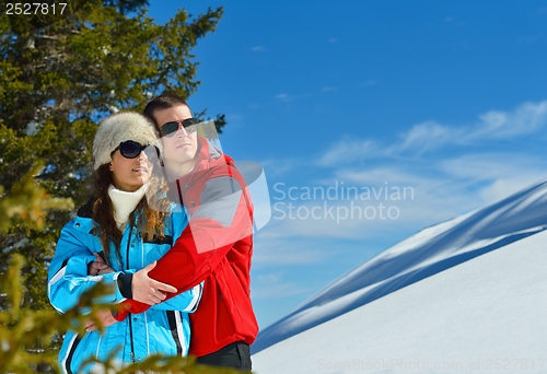 Image of young couple on winter vacation