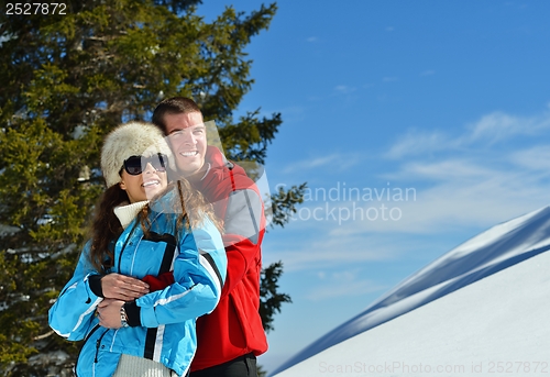 Image of young couple on winter vacation