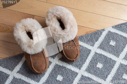 Image of Warm slippers on a rug