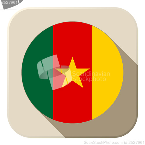 Image of Cameroon Flag Button Icon Modern