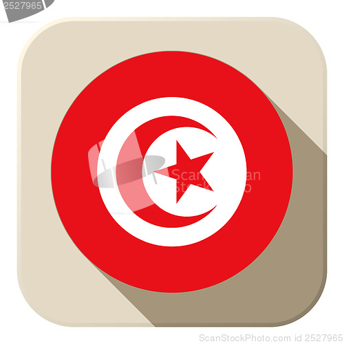 Image of Tunisia Flag Button Icon Modern