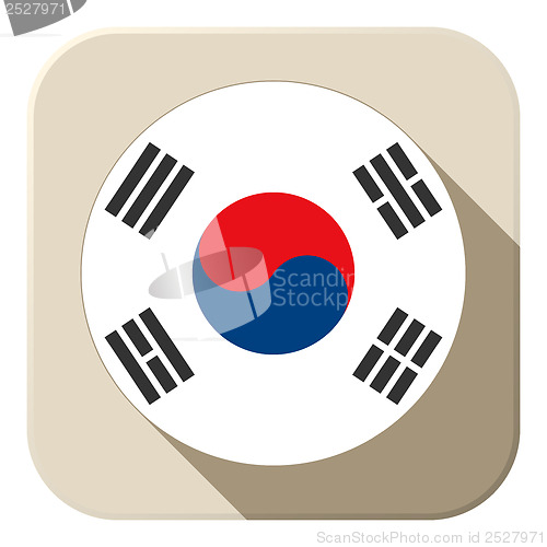 Image of South Korea Flag Button Icon Modern