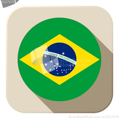 Image of Brazil Flag Button Icon Modern