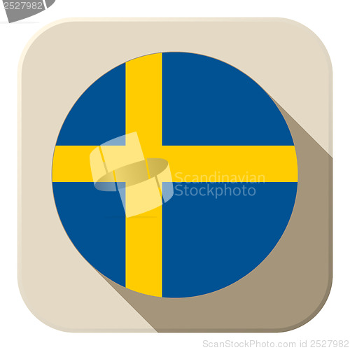 Image of Sweden Flag Button Icon Modern