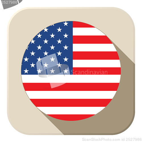 Image of USA Flag Button Icon Modern