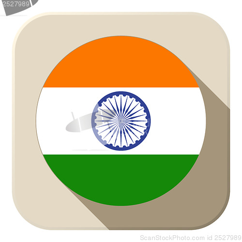 Image of India Flag Button Icon Modern