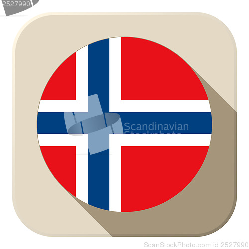 Image of Norway Flag Button Icon Modern