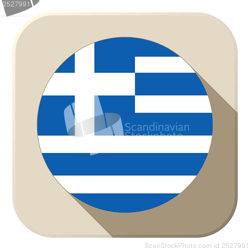 Image of Greece Flag Button Icon Modern