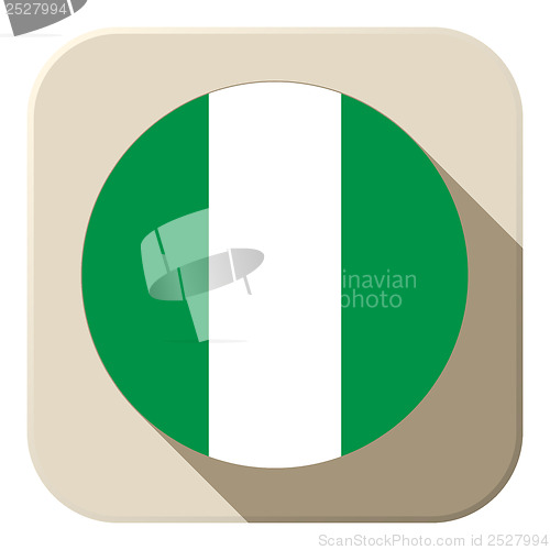 Image of Nigeria Flag Button Icon Modern