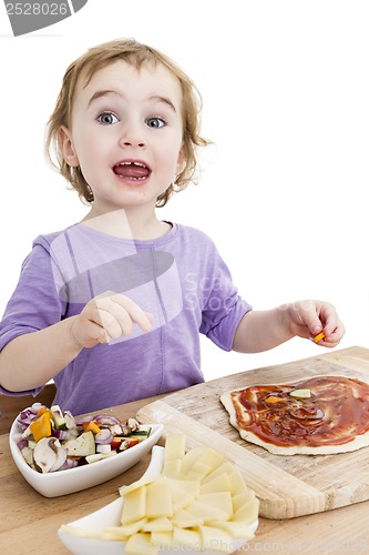 Image of child making pizza