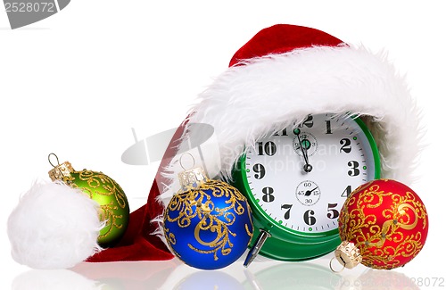 Image of Alarm clock with santa hat