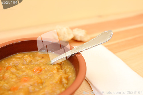 Image of Closeup of chunky vegetable soup