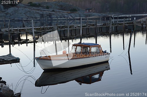 Image of  Lonely boat in the harbor