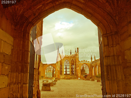 Image of Retro looking Coventry Cathedral ruins