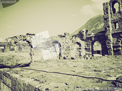 Image of Vintage sepia Roman Theatre Aosta