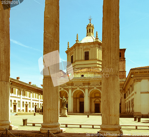 Image of Retro looking San Lorenzo church, Milan