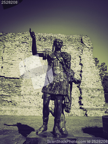 Image of Vintage sepia Emperor Trajan Statue