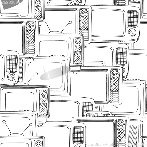 Image of Seamless black and white tv pattern