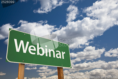 Image of Webinar Green Road Sign Over Sky