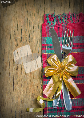 Image of Christmas Decoration Over Wooden Background