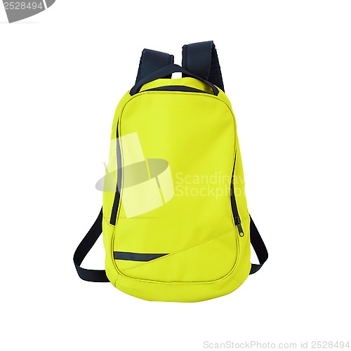 Image of Yellow-green backpack isolated with path