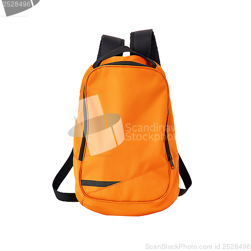 Image of Orange backpack isolated with path