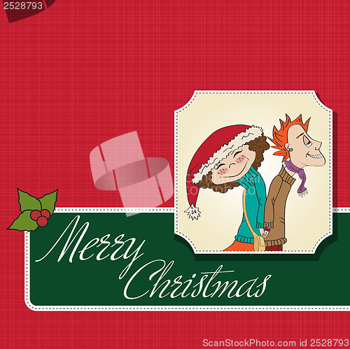 Image of funny couple in the winter
