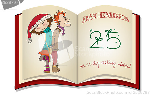Image of funny couple in the winter
