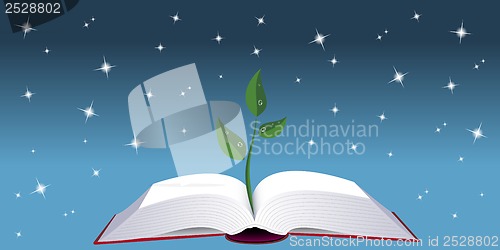 Image of Open book with tree sprout