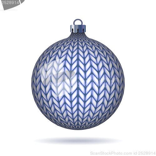 Image of Blue Knitted Christmas Ball.