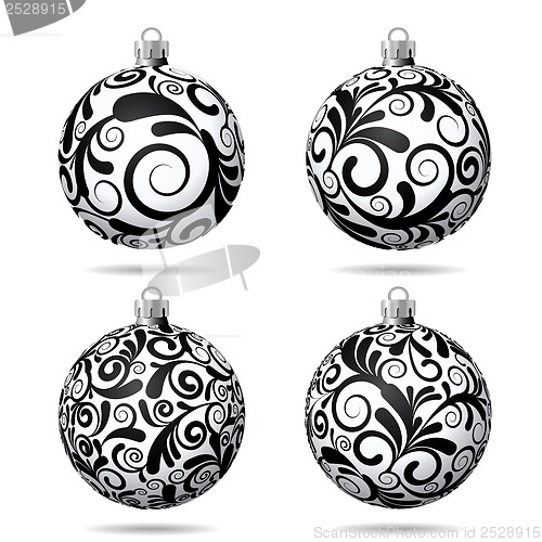 Image of Set of Black and white Christmas balls