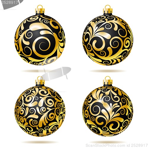Image of Set of Black and gold Christmas balls