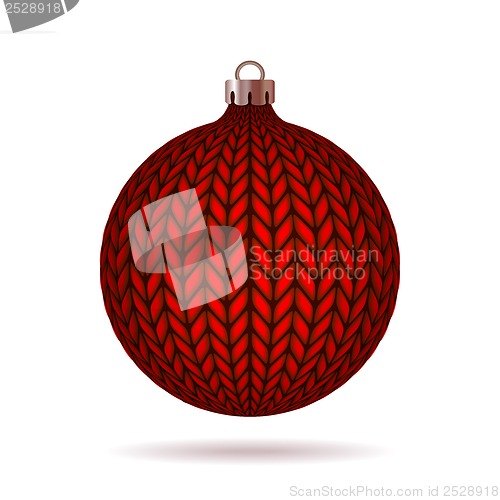 Image of Red Knitted Christmas Ball.