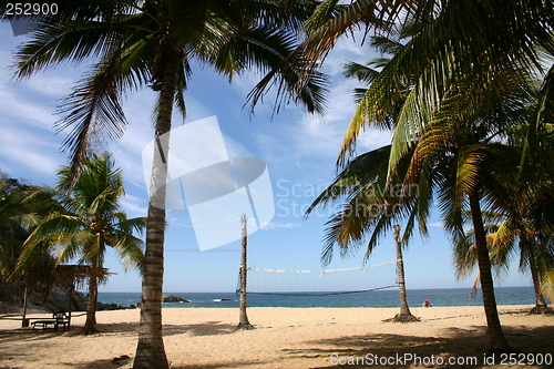 Image of Mexican beach with volley ball net