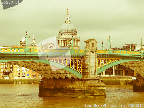 Image of Retro looking River Thames in London