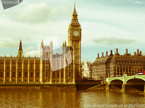 Image of Retro looking Houses of Parliament, London