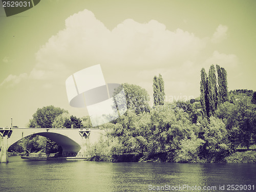 Image of Vintage sepia River Po Turin