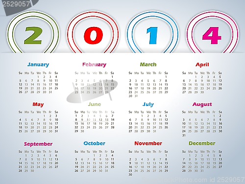 Image of 2014 calendar with balloon shaped ribbons