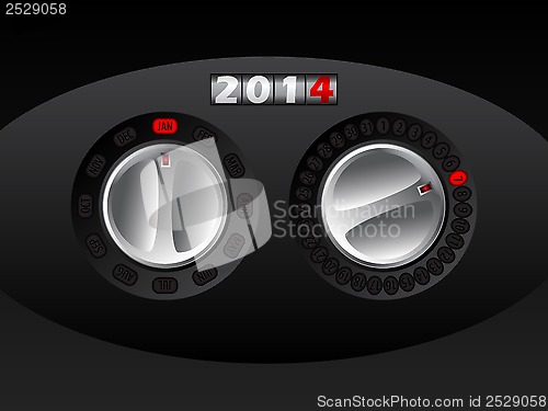 Image of 2014 calendar with rotateable car buttons