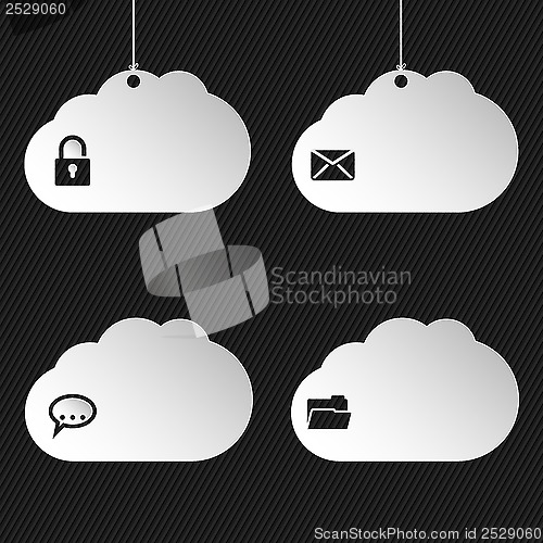 Image of Cloud network icons on black background