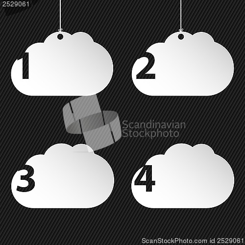 Image of Numbered cloud network icons on black background