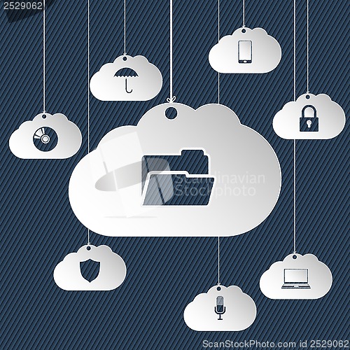 Image of Cloud network icons hanging