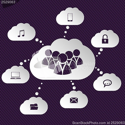 Image of Cloud network representation with speech bubbles