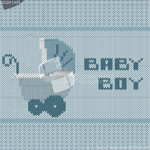 Image of knitted baby boy shower announcement card
