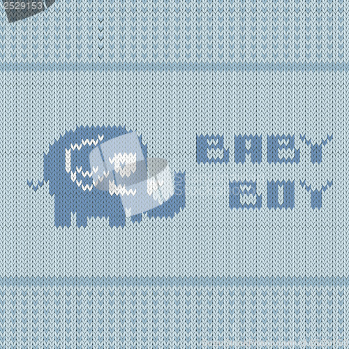 Image of knitted baby boy shower announcement card