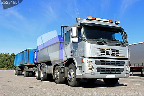 Image of Grey Gravel Truck with trailer